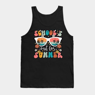 Last Day Of School Groovy Schools Out For Summer Teacher T-Shirt Tank Top